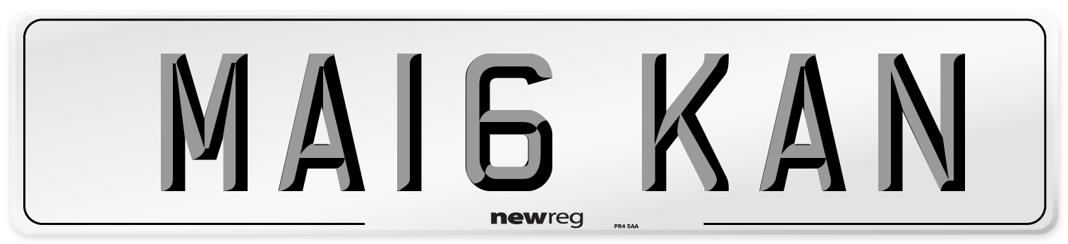 MA16 KAN Number Plate from New Reg